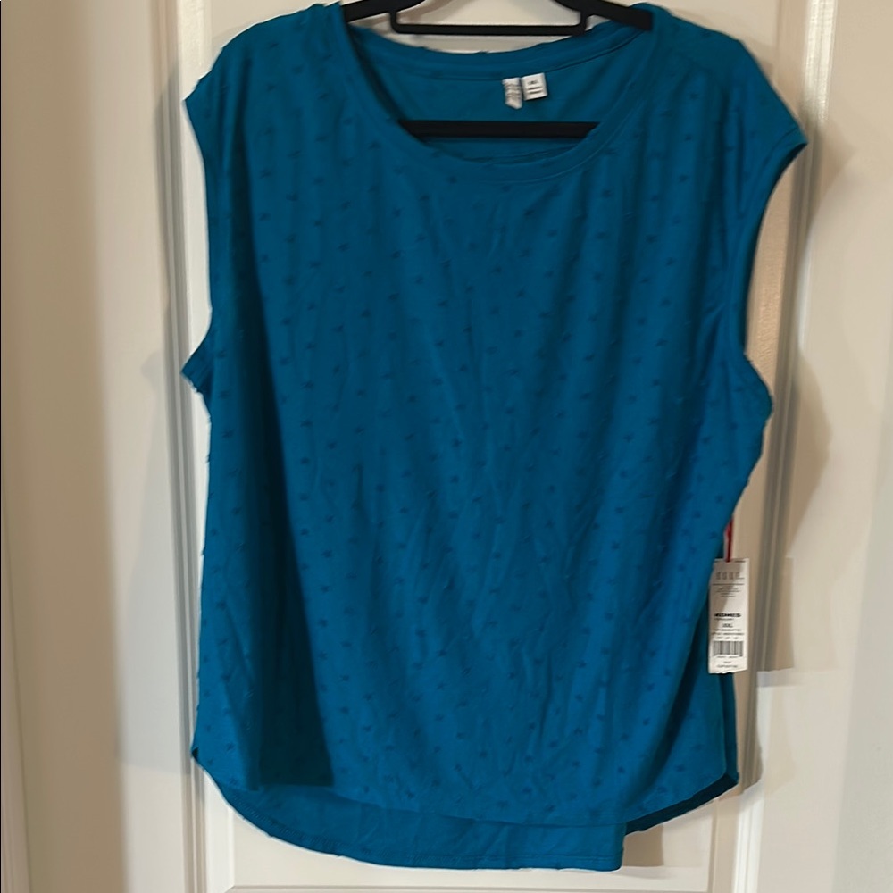 Elle Blue Sleeveless Dress Shirt.